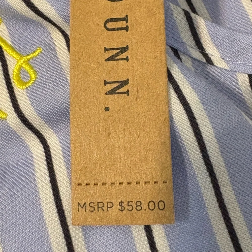 Rae Dunn Women’s Small 2 piece pajama top and shorts white‎ and blue stripes NWT